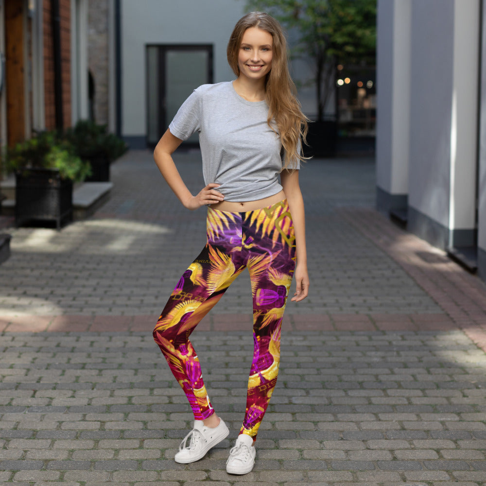Divine Disc Golf Leggings Gold/Purple/Pink