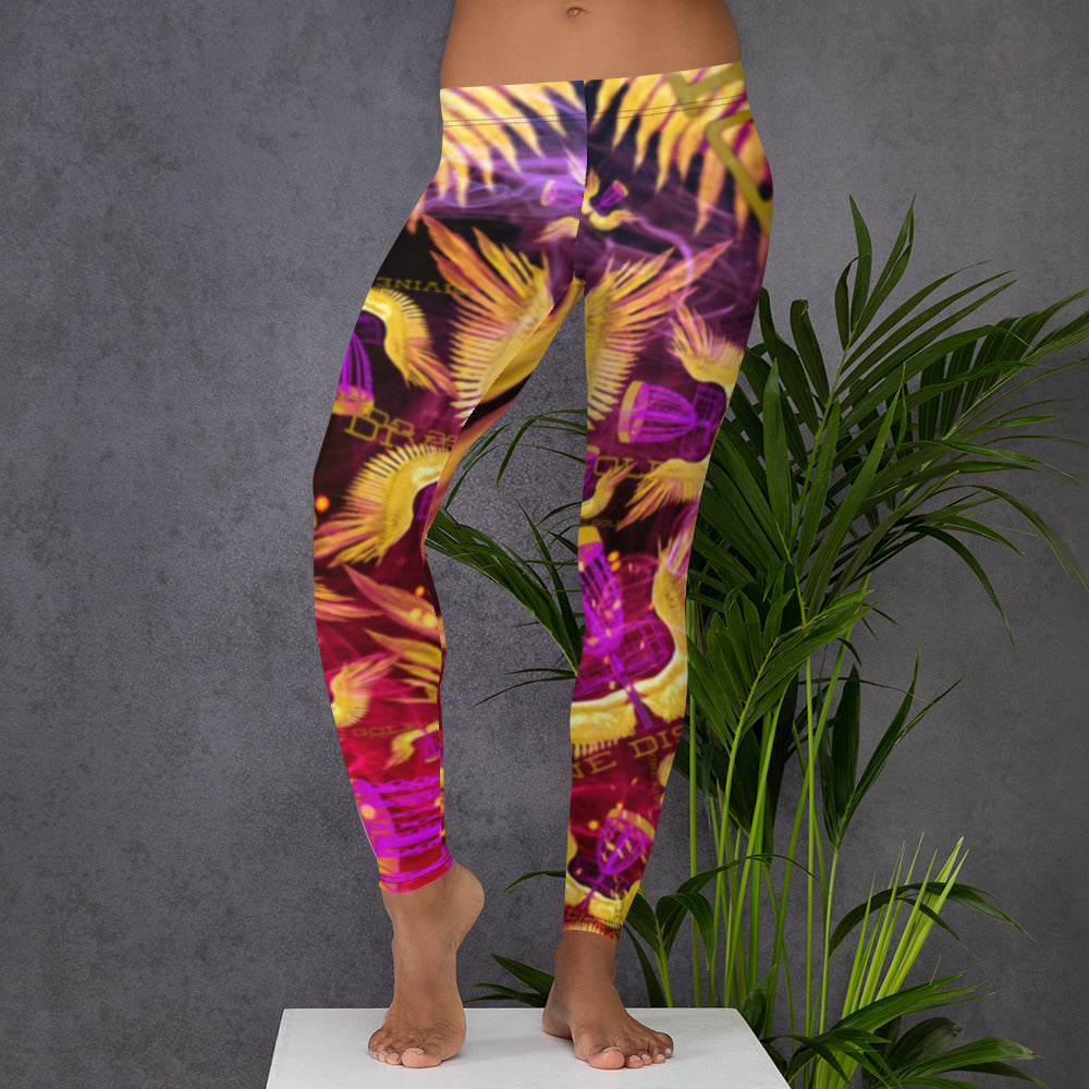 Divine Disc Golf Leggings Gold/Purple/Pink