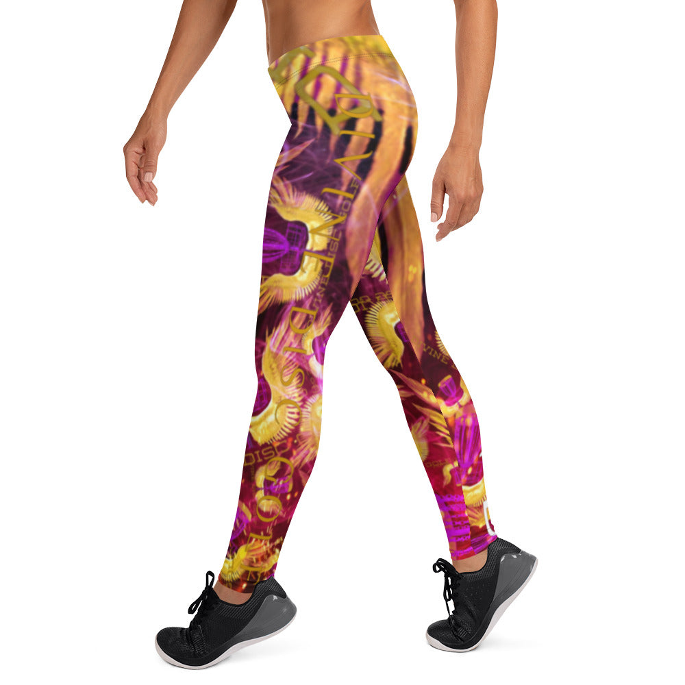 Divine Disc Golf Leggings Gold/Purple/Pink