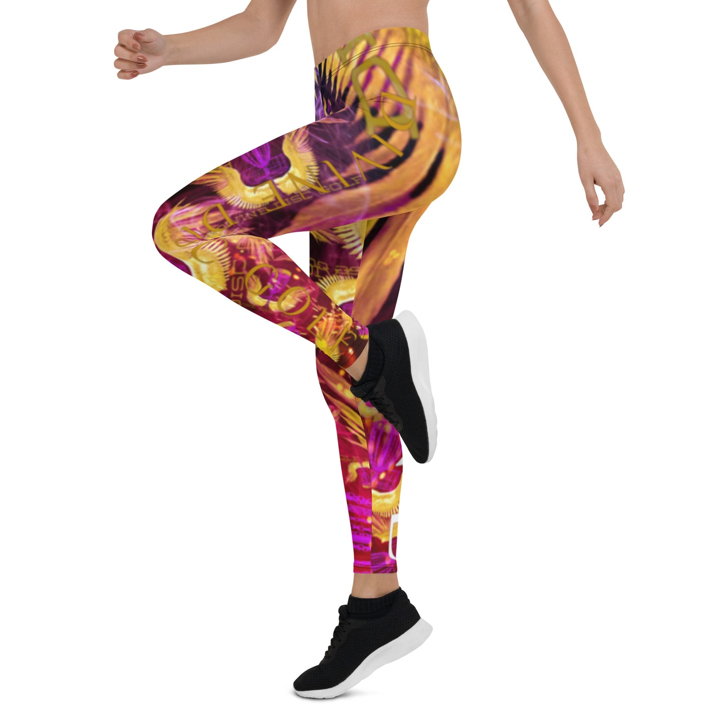 Divine Disc Golf Leggings Gold/Purple/Pink