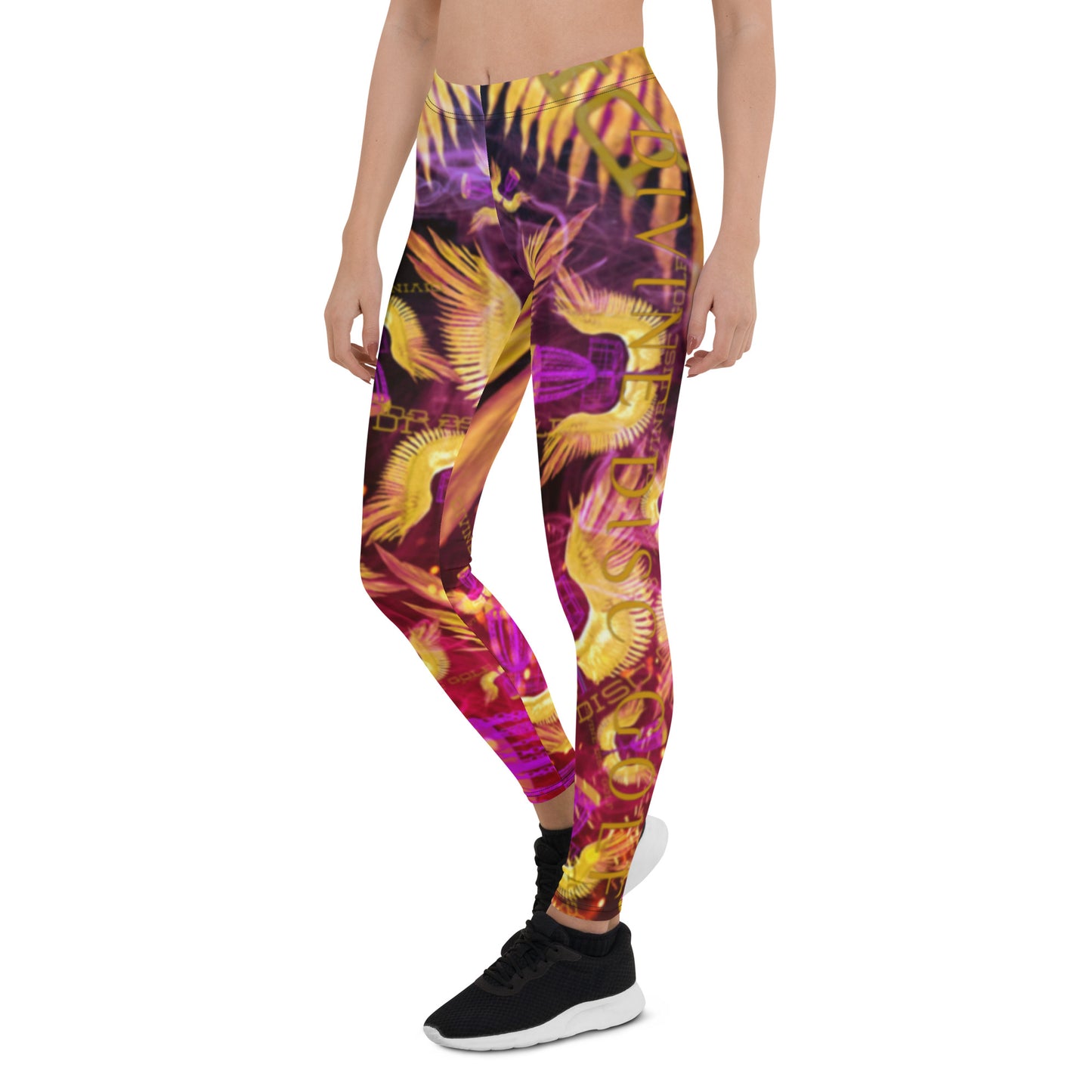 Divine Disc Golf Leggings Gold/Purple/Pink