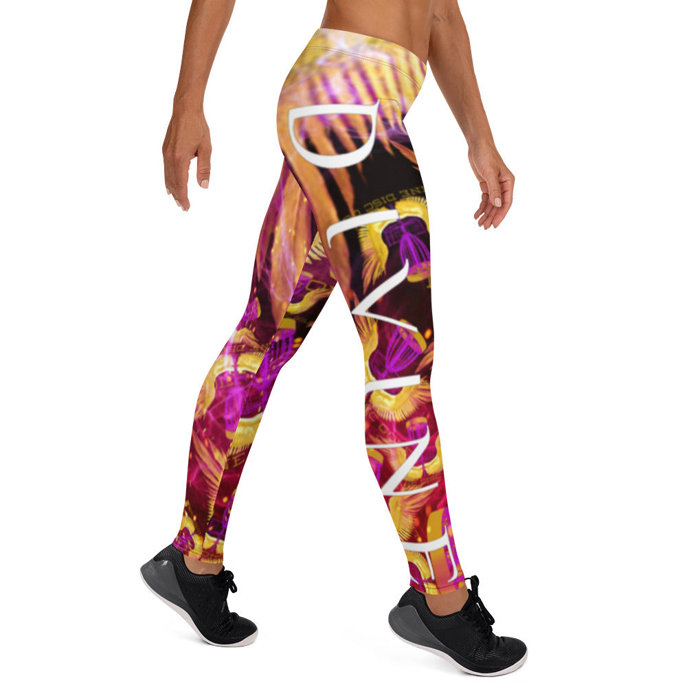 Divine Disc Golf Leggings Gold/Purple/Pink