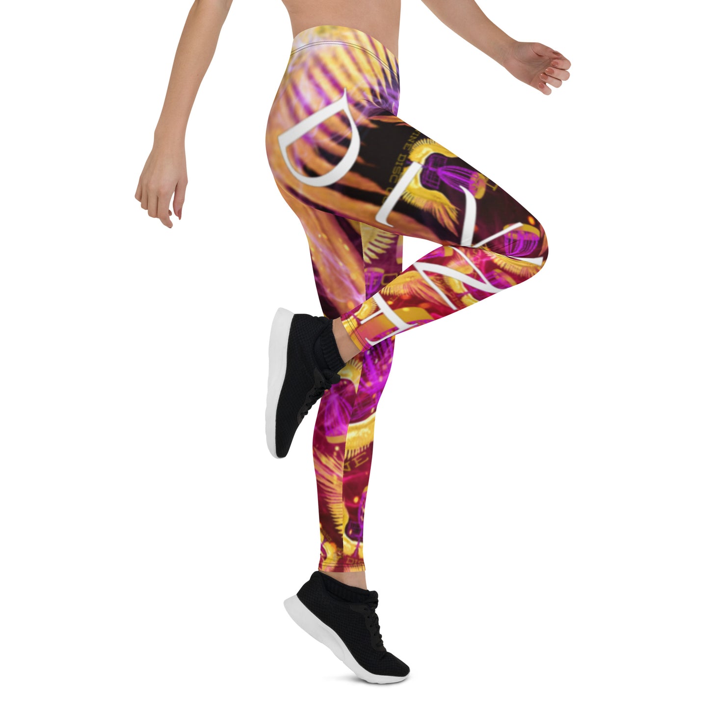 Divine Disc Golf Leggings Gold/Purple/Pink