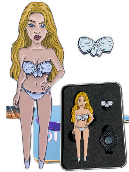 Topless Bikini Girl Divot Tool Gift Set Blonde