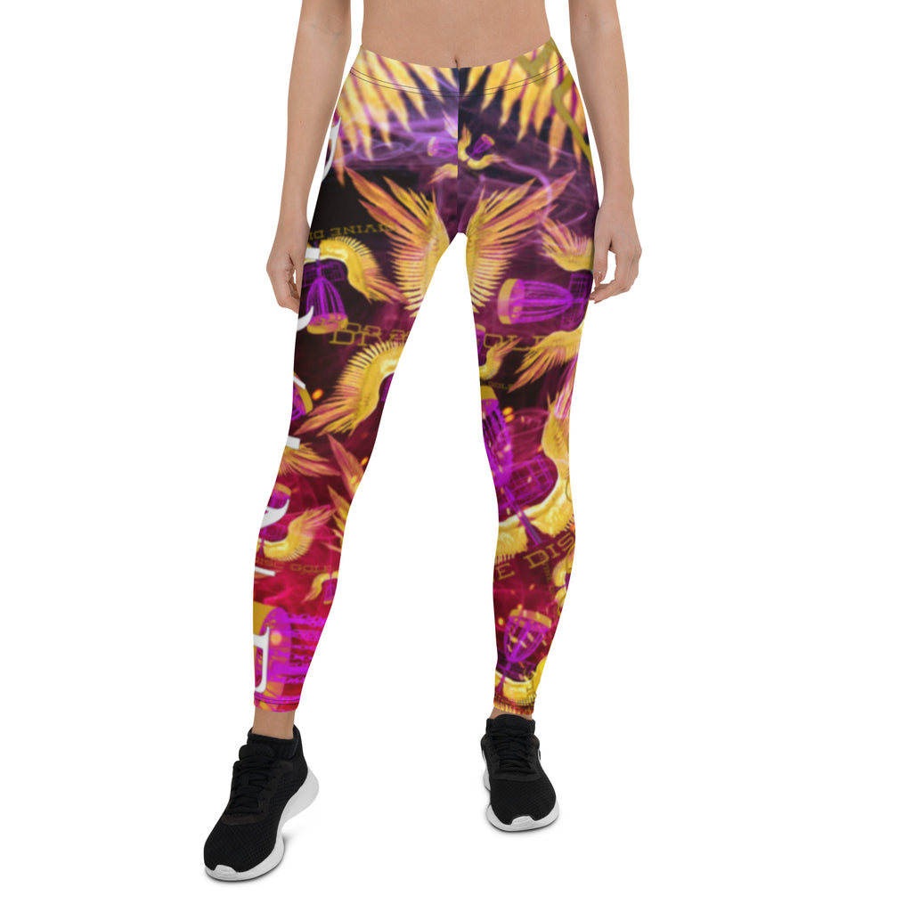Divine Disc Golf Leggings Gold/Purple/Pink