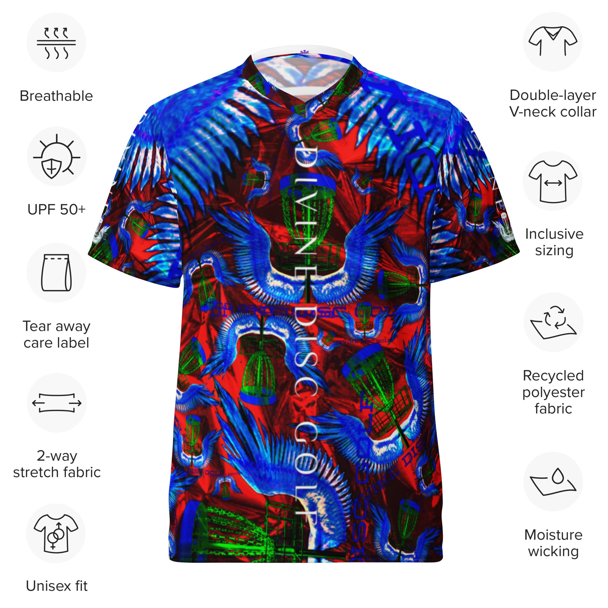 Divine Disc Golf Tournament jersey Red/Blue/black